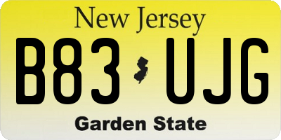NJ license plate B83UJG