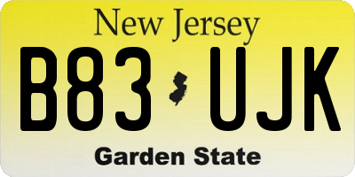 NJ license plate B83UJK