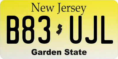 NJ license plate B83UJL