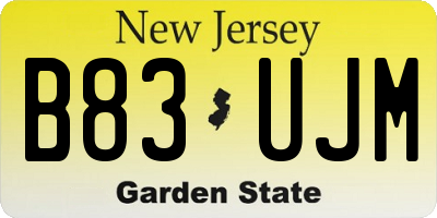 NJ license plate B83UJM