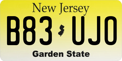 NJ license plate B83UJO