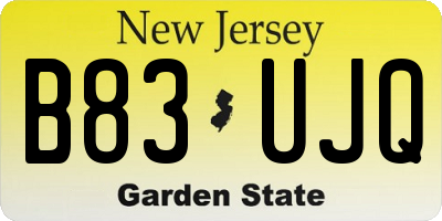 NJ license plate B83UJQ