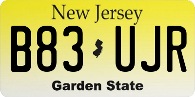 NJ license plate B83UJR