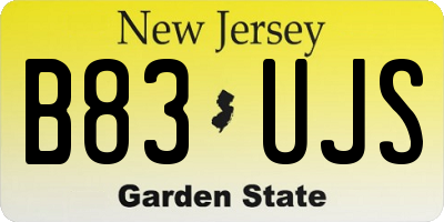 NJ license plate B83UJS