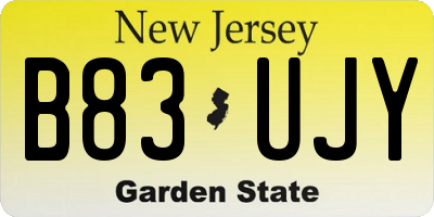 NJ license plate B83UJY