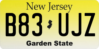 NJ license plate B83UJZ