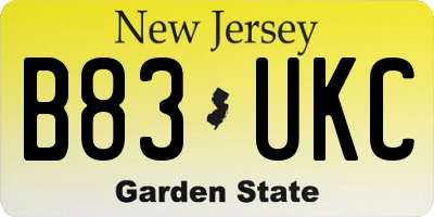NJ license plate B83UKC