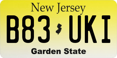 NJ license plate B83UKI