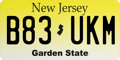 NJ license plate B83UKM