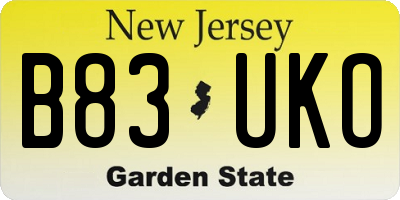 NJ license plate B83UKO