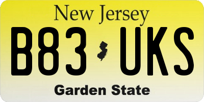 NJ license plate B83UKS
