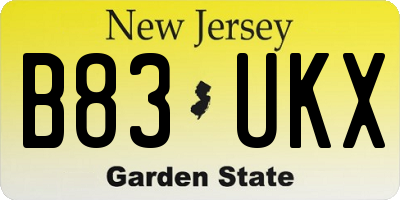 NJ license plate B83UKX
