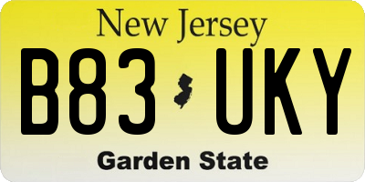 NJ license plate B83UKY