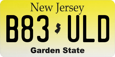 NJ license plate B83ULD