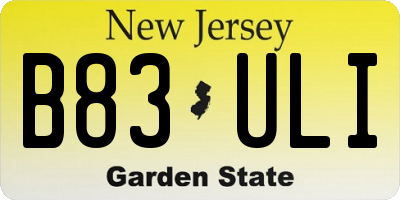 NJ license plate B83ULI