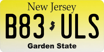 NJ license plate B83ULS