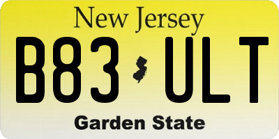 NJ license plate B83ULT