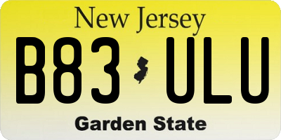 NJ license plate B83ULU