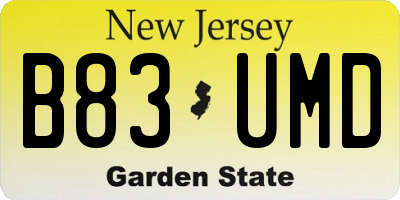 NJ license plate B83UMD