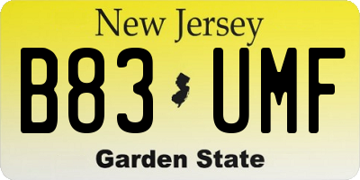 NJ license plate B83UMF