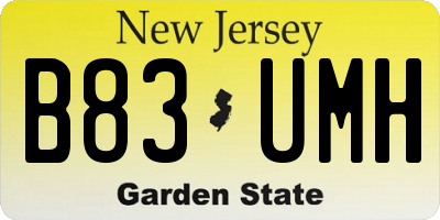 NJ license plate B83UMH