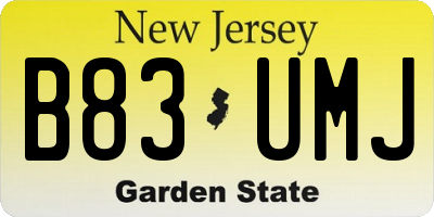 NJ license plate B83UMJ