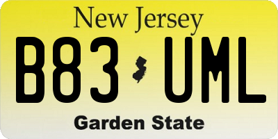 NJ license plate B83UML