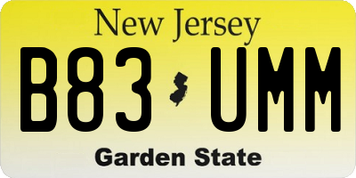 NJ license plate B83UMM
