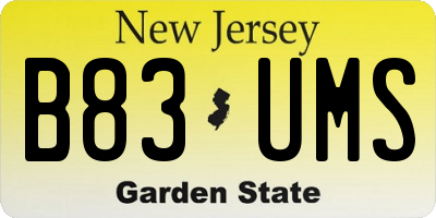 NJ license plate B83UMS