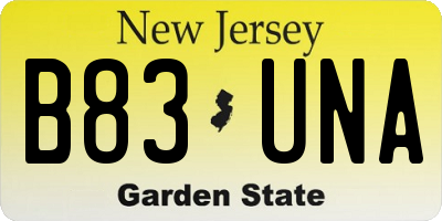 NJ license plate B83UNA