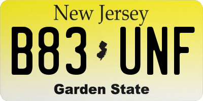 NJ license plate B83UNF