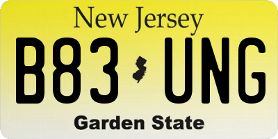 NJ license plate B83UNG