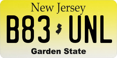NJ license plate B83UNL