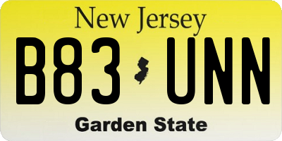 NJ license plate B83UNN