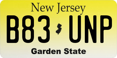 NJ license plate B83UNP