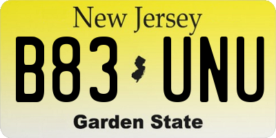 NJ license plate B83UNU