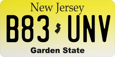 NJ license plate B83UNV