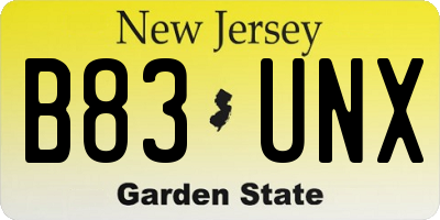 NJ license plate B83UNX