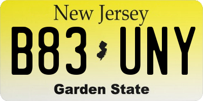 NJ license plate B83UNY
