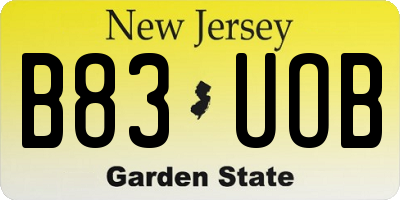 NJ license plate B83UOB