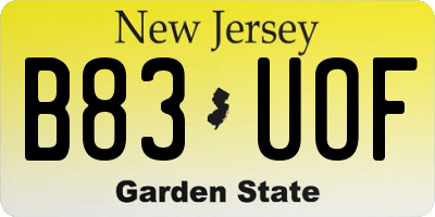NJ license plate B83UOF