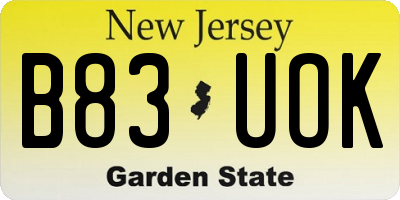 NJ license plate B83UOK
