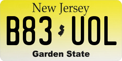 NJ license plate B83UOL