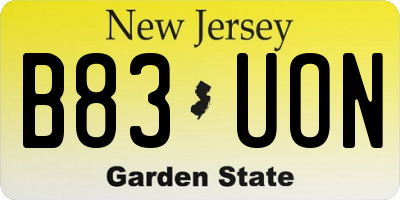 NJ license plate B83UON