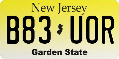 NJ license plate B83UOR