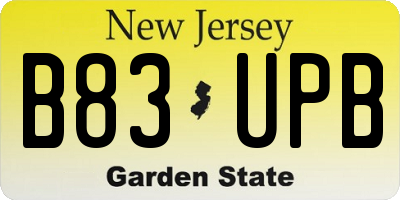 NJ license plate B83UPB
