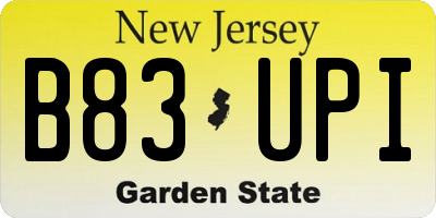 NJ license plate B83UPI