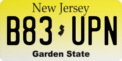 NJ license plate B83UPN