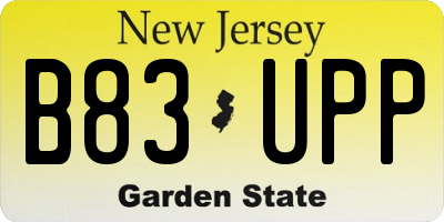 NJ license plate B83UPP