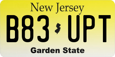NJ license plate B83UPT